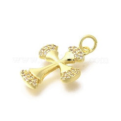 Brass Micro Pave Clear Cubic Zirconia Pendants&nbsp;KK-M297-11G