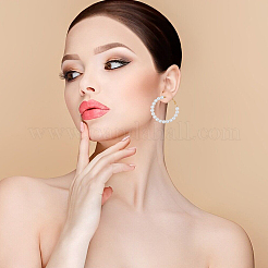 6 Pairs 6 Style Plastic Imitation Pearl Beaded Hoop Earrings with Iron Pins for Women&nbsp;EJEW-FI0002-10