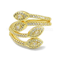 Brass with Cubic Zirconia Open Cuff Ring&nbsp;RJEW-B051-14G