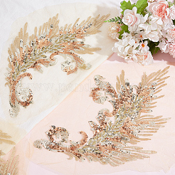 4Pcs 2 Styles Flower Shape Polyester & Sequin Cloth Iron On Patches&nbsp;DIY-CY0003-79
