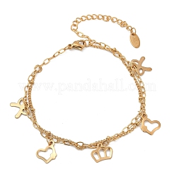 304 Stainless Steel Double Chains Multi-strand Bracelets&nbsp;BJEW-C019-04G