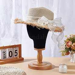 Head Shaped Wood Covered with Cloth Hat Display Racks&nbsp;AJEW-WH0816-101
