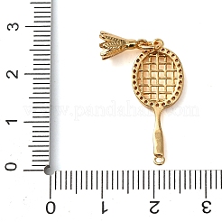 Sports Brass Micro Pave Clear Cubic Zirconia Racket with Badminton Links Connector Charms&nbsp;KK-K422-18G