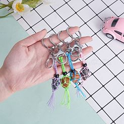 4Pcs  4 Colors Macrame Fringe Braided Keychain&nbsp;AJEW-SW00014-02