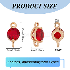 12Pcs 3 Colors Brass Pave Cubic Zirconia Connector Charms&nbsp;KK-BC0010-47