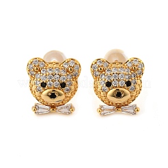 Bear Brass Micro Pave Clear Cubic Zirconia Stud Earrings&nbsp;EJEW-B131-05G