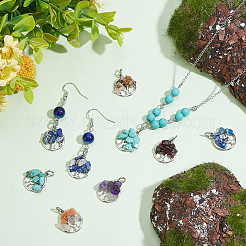 4 Sets Natural & Synthetic Mixed Stone Chip Pendants&nbsp;FIND-AR0004-36