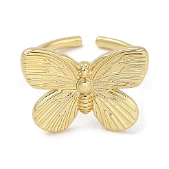 Butterfly Rack Plating Brass Cuff Finger Rings For Women&nbsp;RJEW-C114-04G