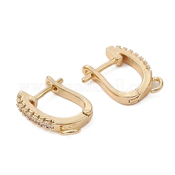 Brass Micro Pave Clear Cubic Zirconia Hoop Earring Findings&nbsp;ZIRC-YW0001-08G