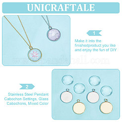 DIY Flat Round Blank Pendant Making Kit&nbsp;DIY-UN0004-82
