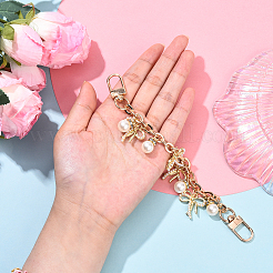 1Pcs Alloy ABS Plastic Pearl Bowknot Bag Decorative Chains&nbsp;HJEW-YW00141