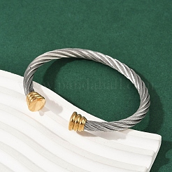 304 Stainless Steel Cuff Bangles&nbsp;BJEW-M136-01C-PG