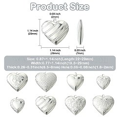 8pcs 8 Styles 304 Stainless Steel Locket Pendants&nbsp;STAS-CJ0002-98