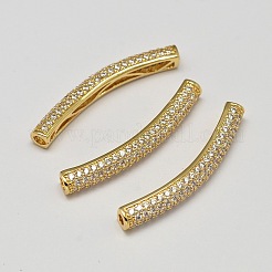 Hollow Tube Brass Micro Pave AAA Cubic Zirconia Beads&nbsp;ZIRC-L050-17-NR