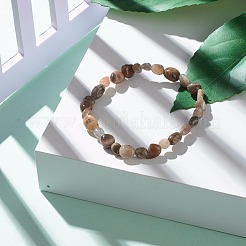 Natural Black Sunstone Nuggets Beads Stretch Bracelet for Her&nbsp;BJEW-JB06951-03