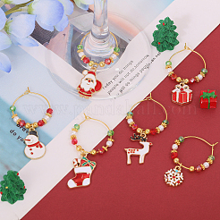 18Pcs Christmas Theme Alloy Enamel Wine Glass Charms&nbsp;AJEW-CA00004
