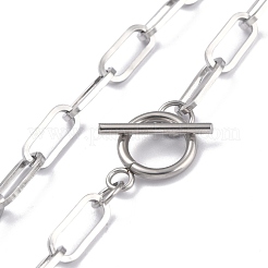 Non-Tarnish 304 Stainless Steel Paperclip Chain Necklaces&nbsp;NJEW-O124-01P