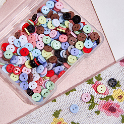 300Pcs 12Colors Resin Buttons&nbsp;BUTT-GF0004-15