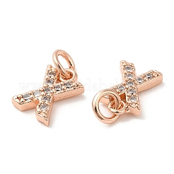 Brass Micro Pave Grade AAA Cubic Zirconia Charms&nbsp;ZIRC-P067-11RG-X-NR