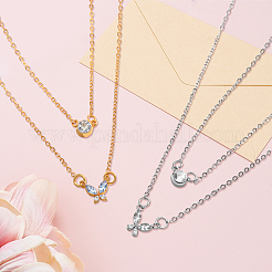 4Pcs 2 Colors Alloy Crystal Rhinestone Double Layered Necklaces&nbsp;NJEW-HY0001-25A