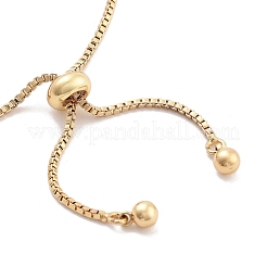 Brass Pave Clear Cubic Zirconia Teardrop Box Chain Slider Bracelets&nbsp;BJEW-YWC0002-07G
