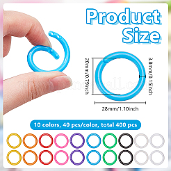 400Pcs 10 Colors PE Loose Leaf Book Binder Hinged Rings&nbsp;AJEW-GO0004-52
