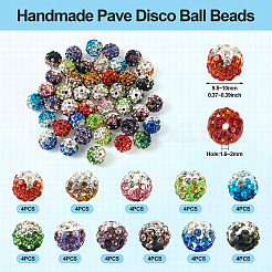 40Pcs 10 Colors Round Handmade Pave Disco Ball Beads&nbsp;RB-TA0001-13