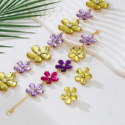 Alloy Glass Flower Stud Earring & Link Bracelets & Necklaces Sets&nbsp;FS-WG3B0F9-01