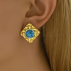 304 Stainless Steel Rhombus Stud Earrings&nbsp;VU3141-2