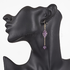 Natural Agate Bead & Natural Amethyst & Natural Citrine & Natural Carnelian & Natural Quartz Crystal Dangle Earrings&nbsp;EJEW-TA00660