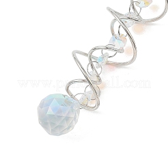 Iron Spiral & Glass Octagon & Teardrop Hanging Suncatchers&nbsp;HJEW-F025-01G-02