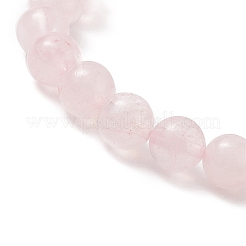 Round Natural Rose Quartz Beaded Stretch Bracelet with Nuggets Charms for Women&nbsp;BJEW-JB09316-02