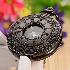 Openable Flat Round Alloy Pendant Pocket Watch&nbsp;WACH-L024-16