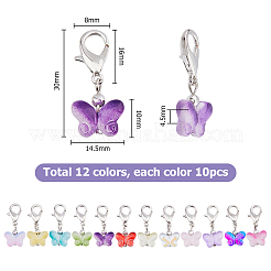 96Pcs 12 Colors Butterfly Glass Pendants&nbsp;HJEW-HS00002
