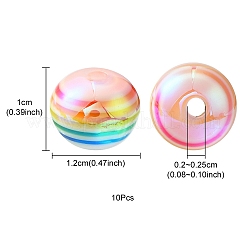 10Pcs Macaron Color Stripe Resin Beads&nbsp;RESI-YW0001-27A