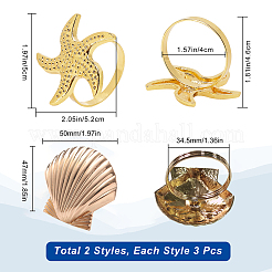 6 Pcs 2 Styles Alloy Napkin Rings&nbsp;AJEW-GF0002-73G