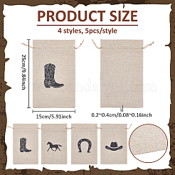 20Pcs 4 Styles Cowboy Polyester Packing Pouches&nbsp;ABAG-PH0001-74