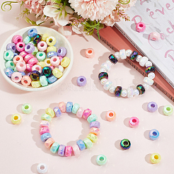 100Pcs UV Plating Rainbow Iridescent Acrylic European Beads&nbsp;MACR-PA0001-29