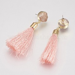 Tassel Dangle Stud Earrings&nbsp;EJEW-I212-A-G