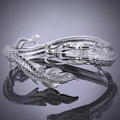 Exquisite Brass Cubic Zirconia Dragon Cuff Bangles for Women&nbsp;BJEW-BB08947