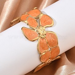 304 Stainless Steel Enamel Cuff Open Bangles for Women&nbsp;BJEW-F542-01G-03