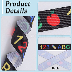 2 Rolls 2 Styles School Season Theme Polyester Colorful Printed Grosgrain Ribbon&nbsp;OCOR-GF0004-23A