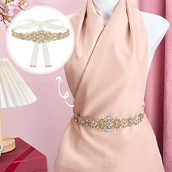 1Pc Crystal Rhinestone Flower Polyester Belts for Wedding Dress&nbsp;AJEW-FG0005-77G