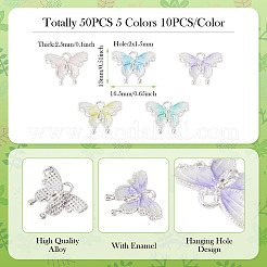 50Pcs 5 Colors Alloy Enamel Pendants&nbsp;ENAM-TA0003-61