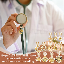 12Pcs Sun Star Moon Alloy Stethoscope Pendant Decorations&nbsp;HJEW-OC00181