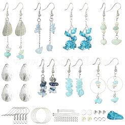 DIY Brass & Natural Gemstone Chips Dangle Earrings Jewelry Making Kits&nbsp;DIY-FS0006-85