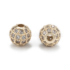 Brass Micro Pave Clear Cubic Zirconia Beads&nbsp;ZIRC-D274-02G-01