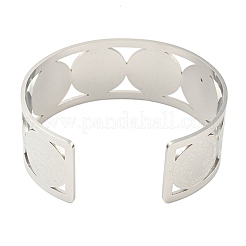 304 Stainless Steel Wide Hollow Saint Benedict Medal Open Cuff Bangles&nbsp;BJEW-S154-01P