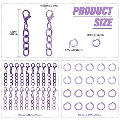 20Pcs 2 Colors Baking Paint Iron Curb Chain Extender & 20Pcs 2 Colors Baking Paint Alloy Open Jump Rings Findings Kits&nbsp;FIND-FS0005-29B