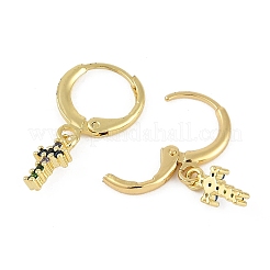 Brass Micro Pave Cubic Zirconia Hoop Earrings for Women&nbsp;EJEW-B067-01G-06